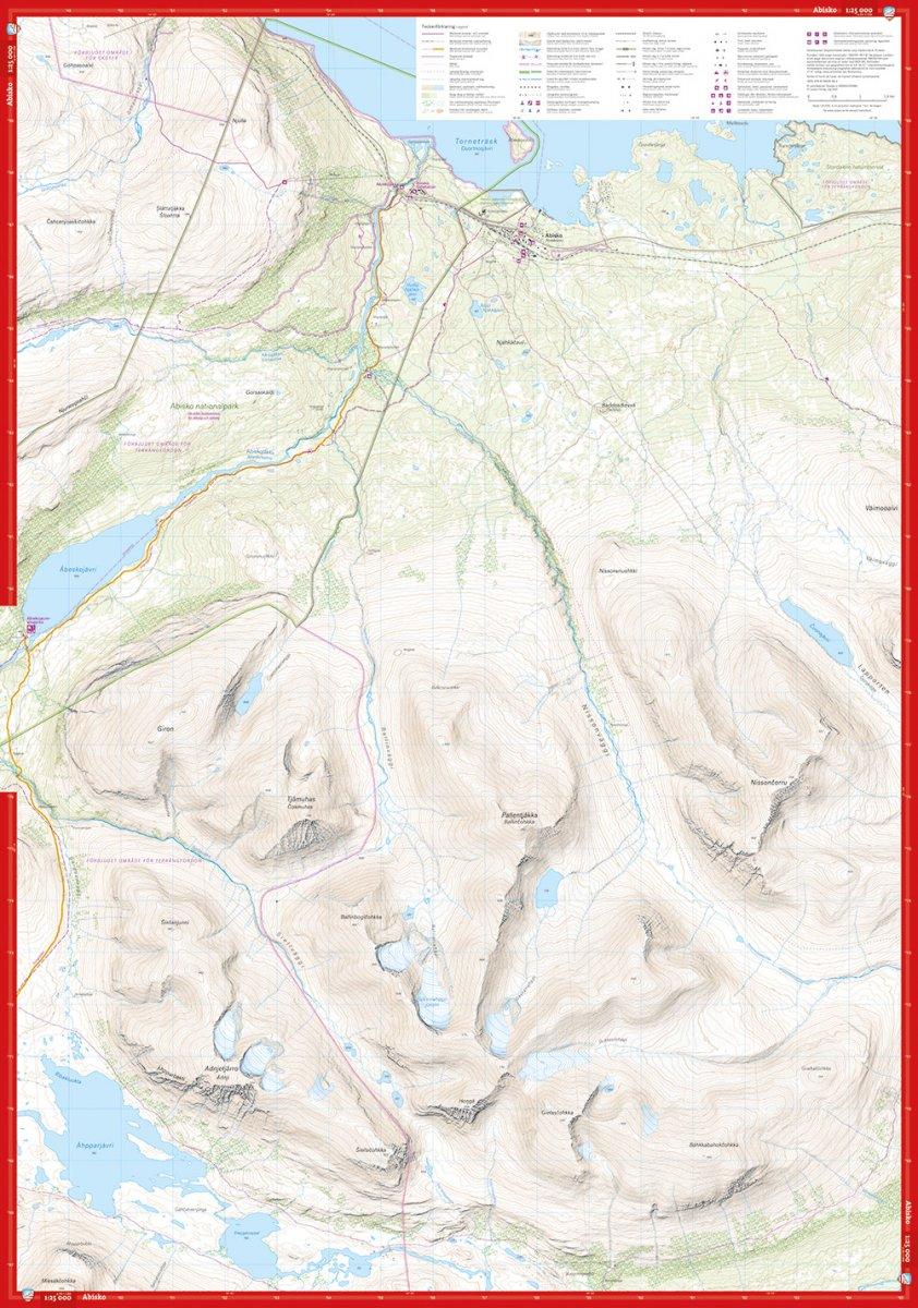 Högalpin karta: Abisko, Björkliden -  Riksgränsen