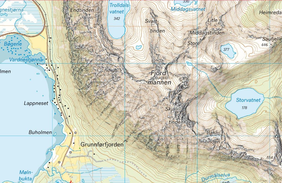 Høyfjellskart Lofoten: Austvågøya & Svolvær
