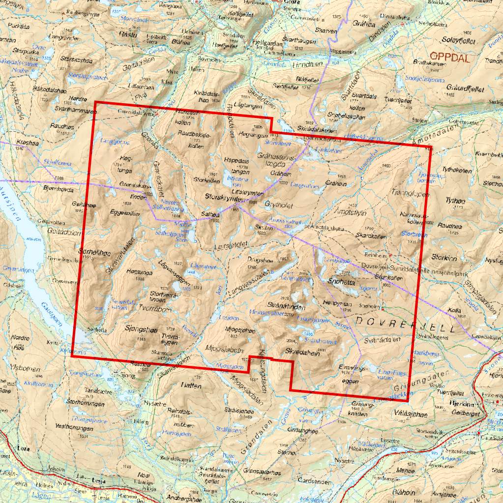 Høyfjellskart Dovrefjell: Snøhetta