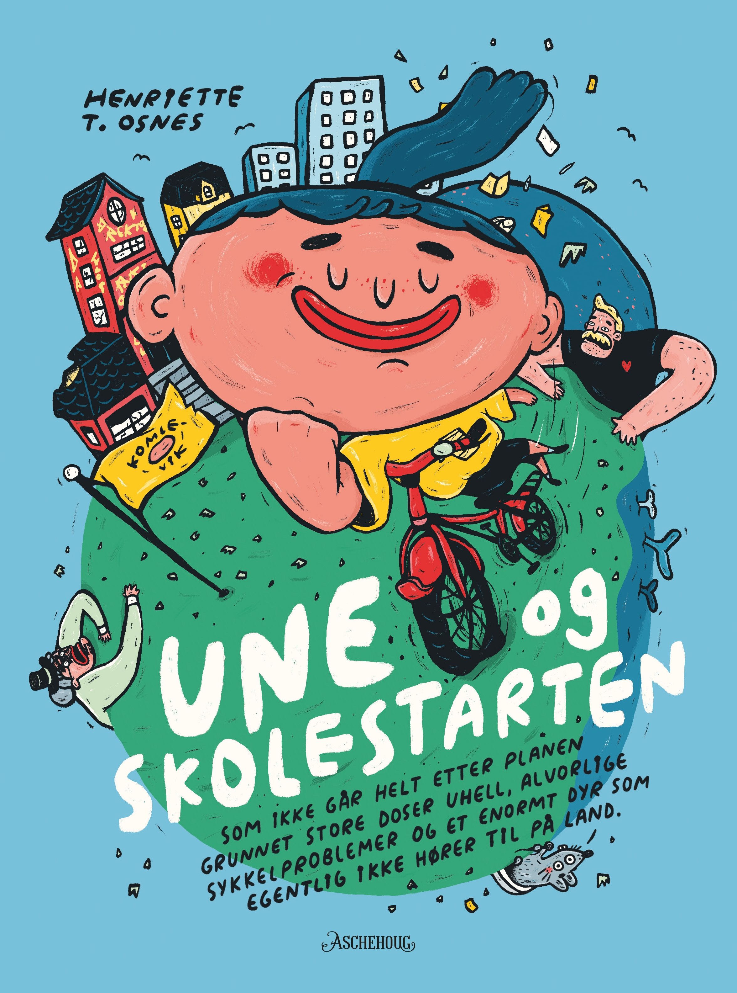 Une og skolestarten - som ikke går helt etter planen grunnet store doser uhell, alvorlige sykkelproblemer og et enormt dyr som egentlig ikke hører til på land