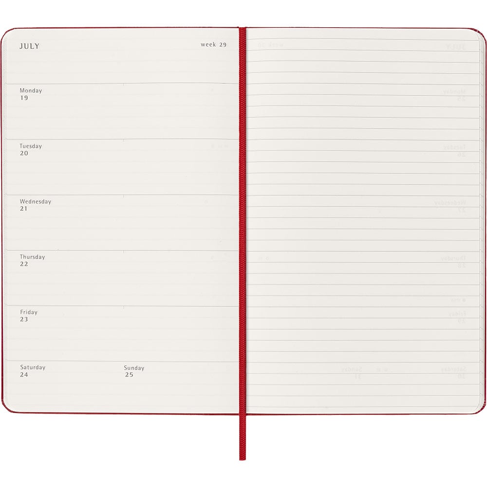Kalender Moleskine 26/27 18m Hard Large Uke Notat Rød