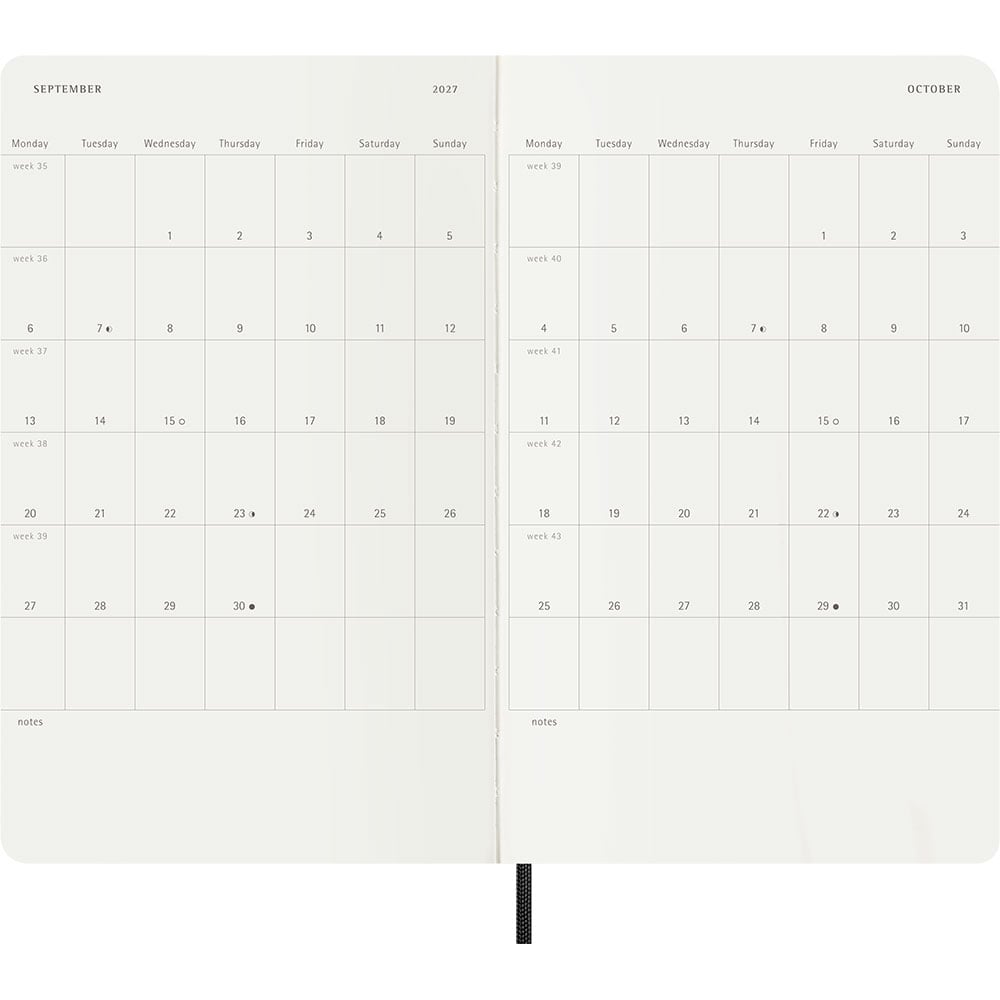 Kalender Moleskine 26/27 18m Soft Large Uke Notat Sort