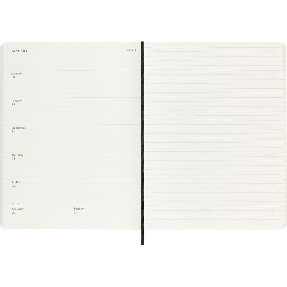 Kalender Moleskine 26/27 18m Soft XL Uke Notat Sort