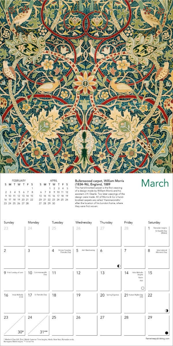 Kalender 2025 W Morris Birds 18x18cm