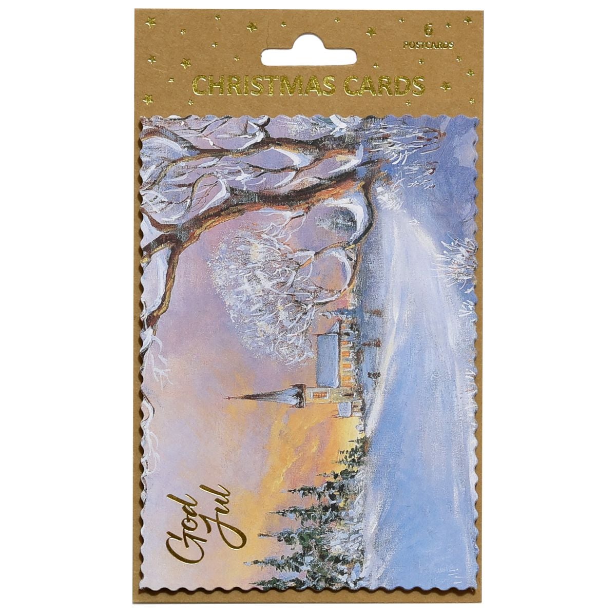 Julekort Postkort 6 pk J.Jacobsen Kirke