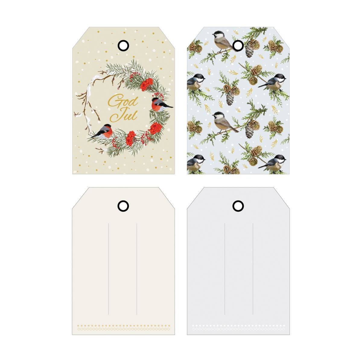 Julemerkelapper 6 pk To motiv Fugler