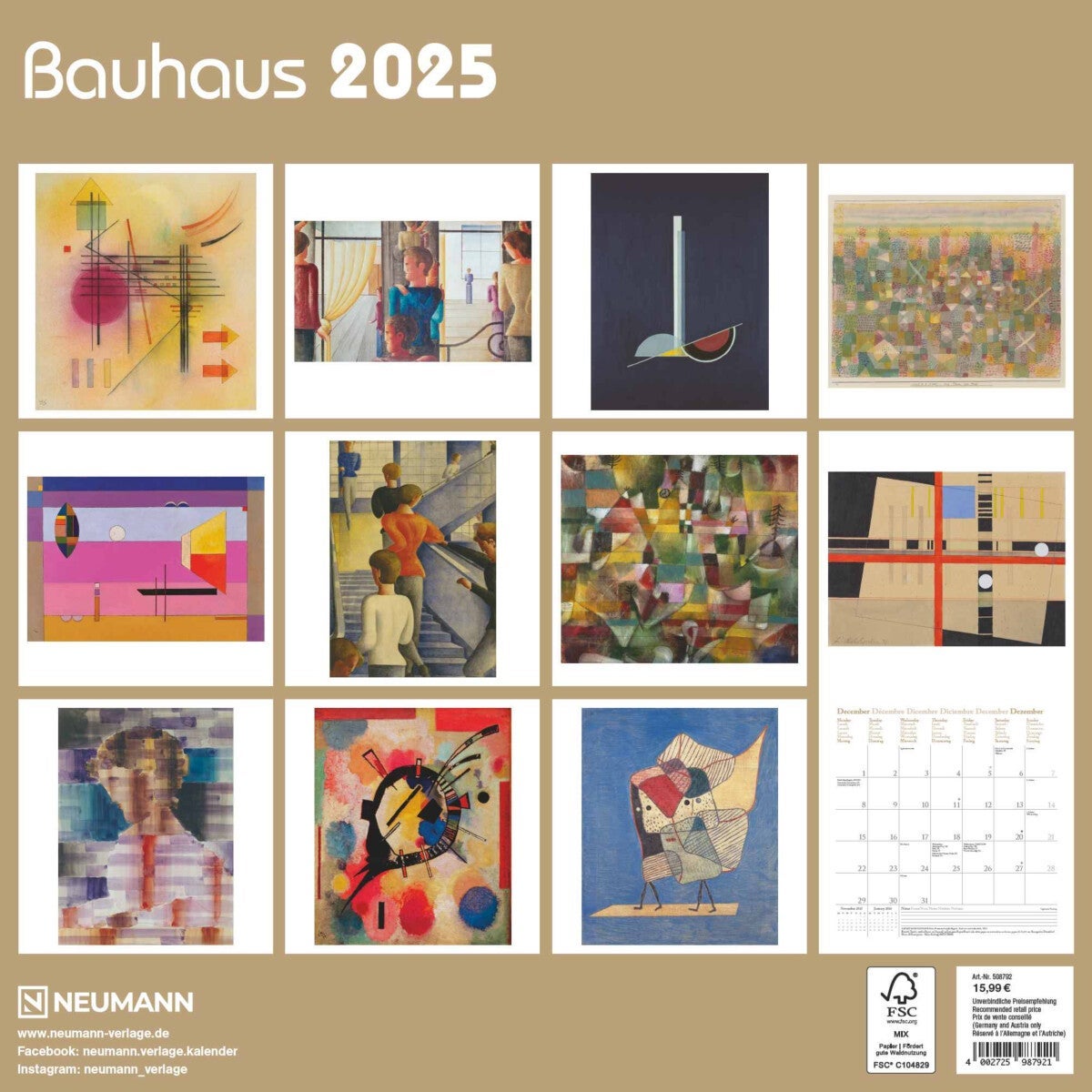 Kalender 2025 Bauhaus 30x30cm