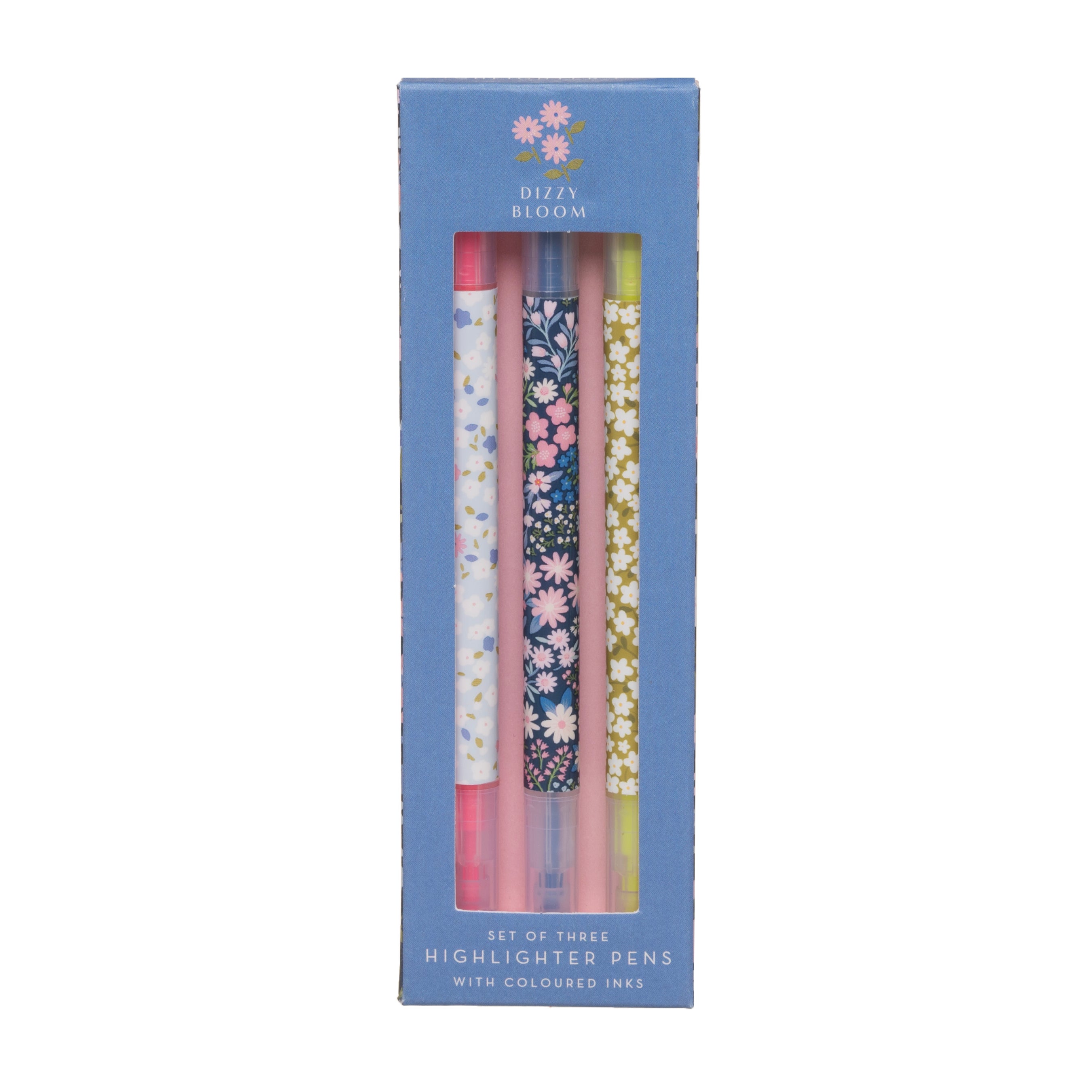 Highlighter i eske 3pk Blomster