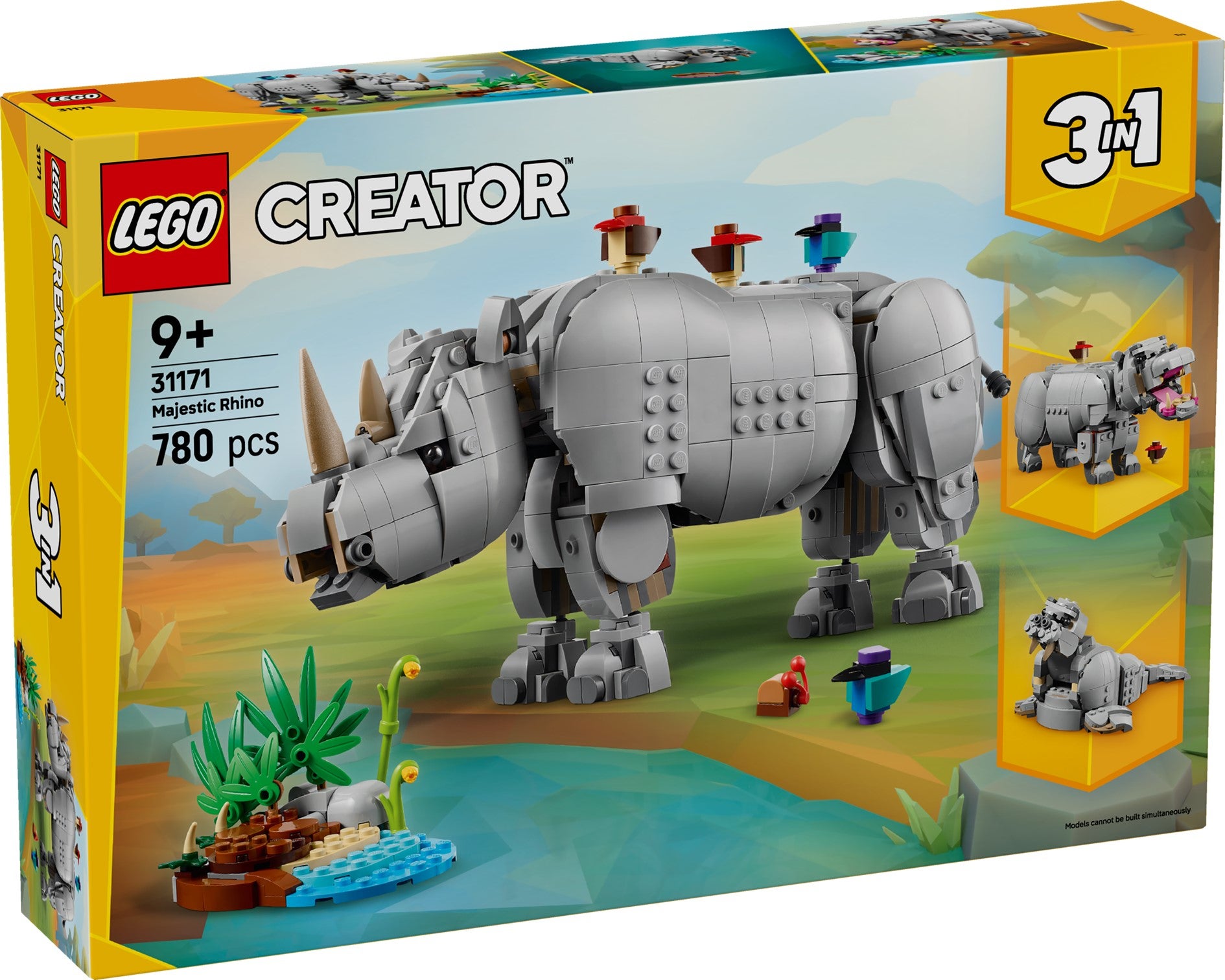 Lego Ville dyr Storslått nesehorn med fugler 31171