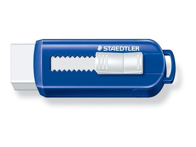 Viskelær Staedtler m.skyv blå/hvit