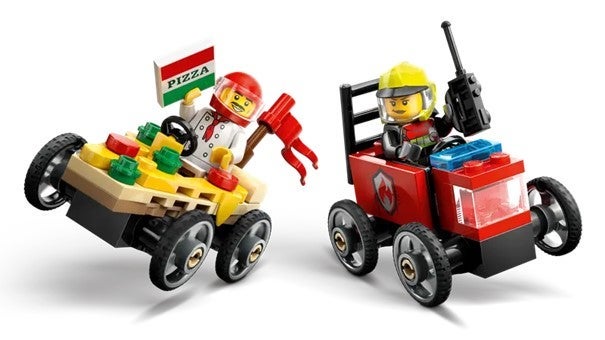 Lego Billøp mellom pizzabil og brannbil 60458