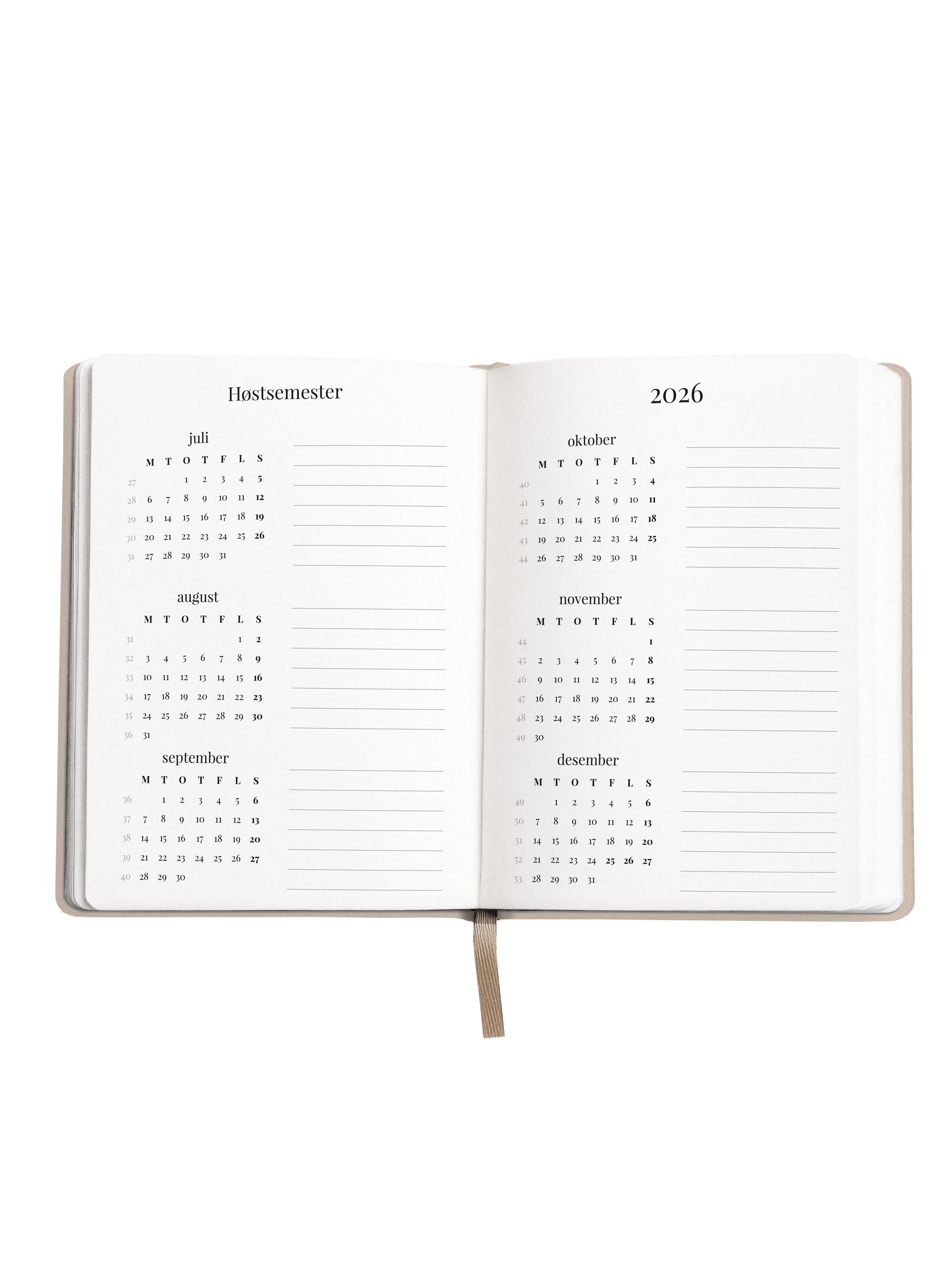 Studieplanlegger 26/27 Aveluna A5 Beige