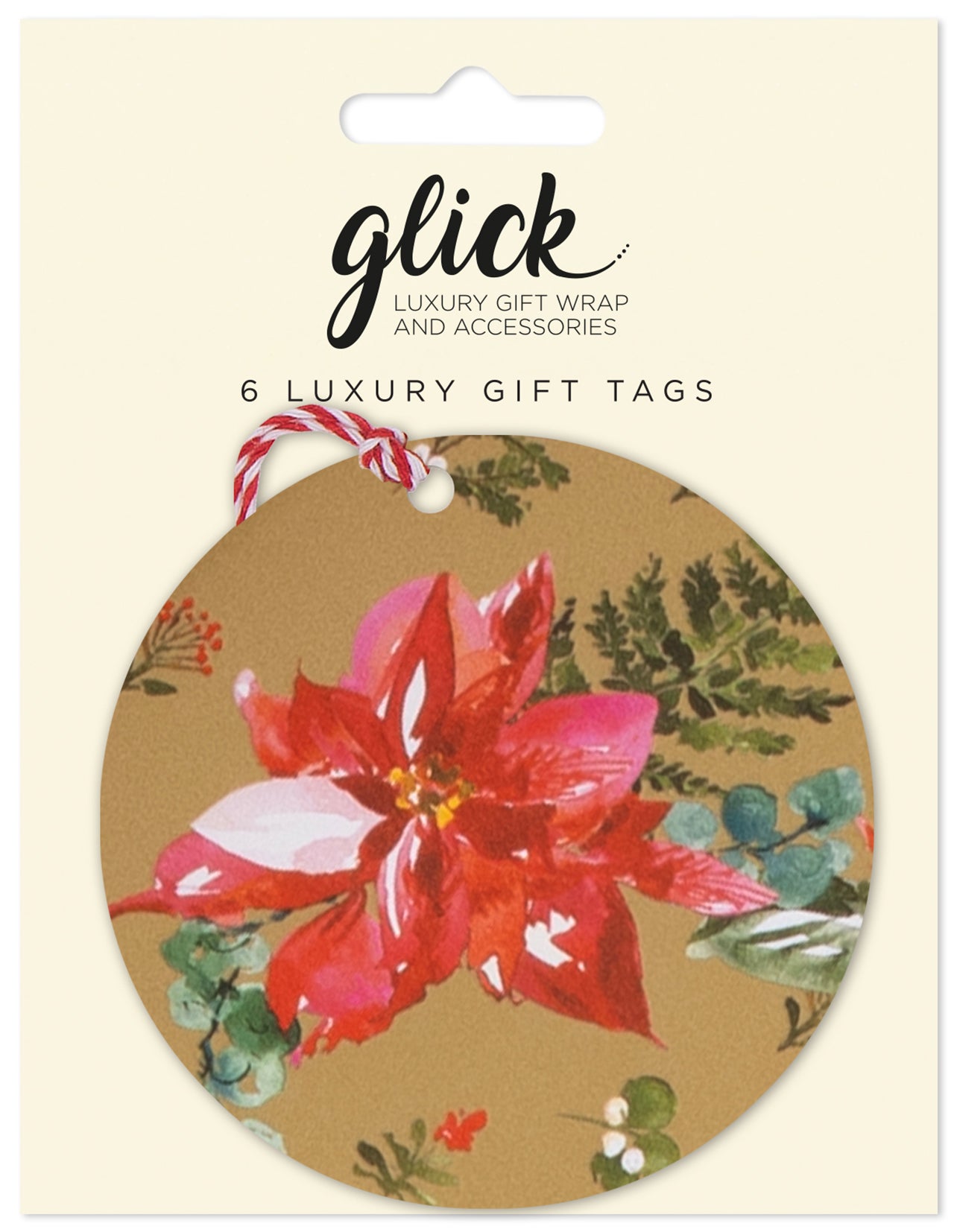 Gavemerkelapper 6pk Poinsettia Gold