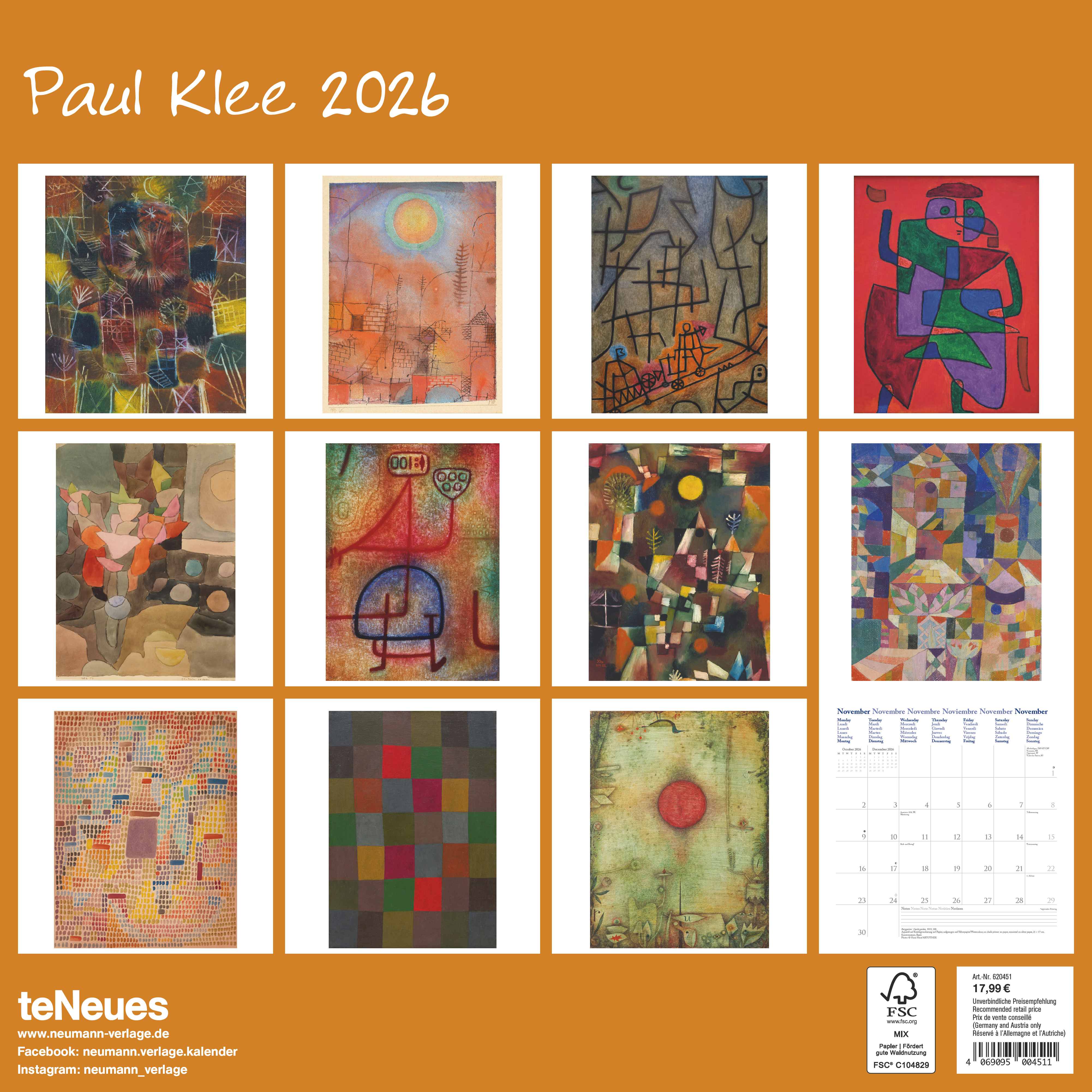 Kalender 2026 30x30 Paul Klee