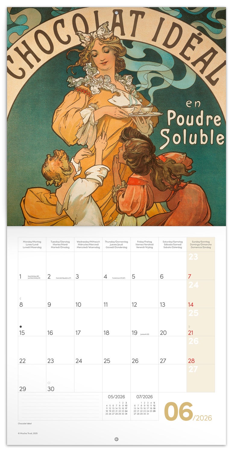 Kalender 2026 30x30 Alphonse Mucha