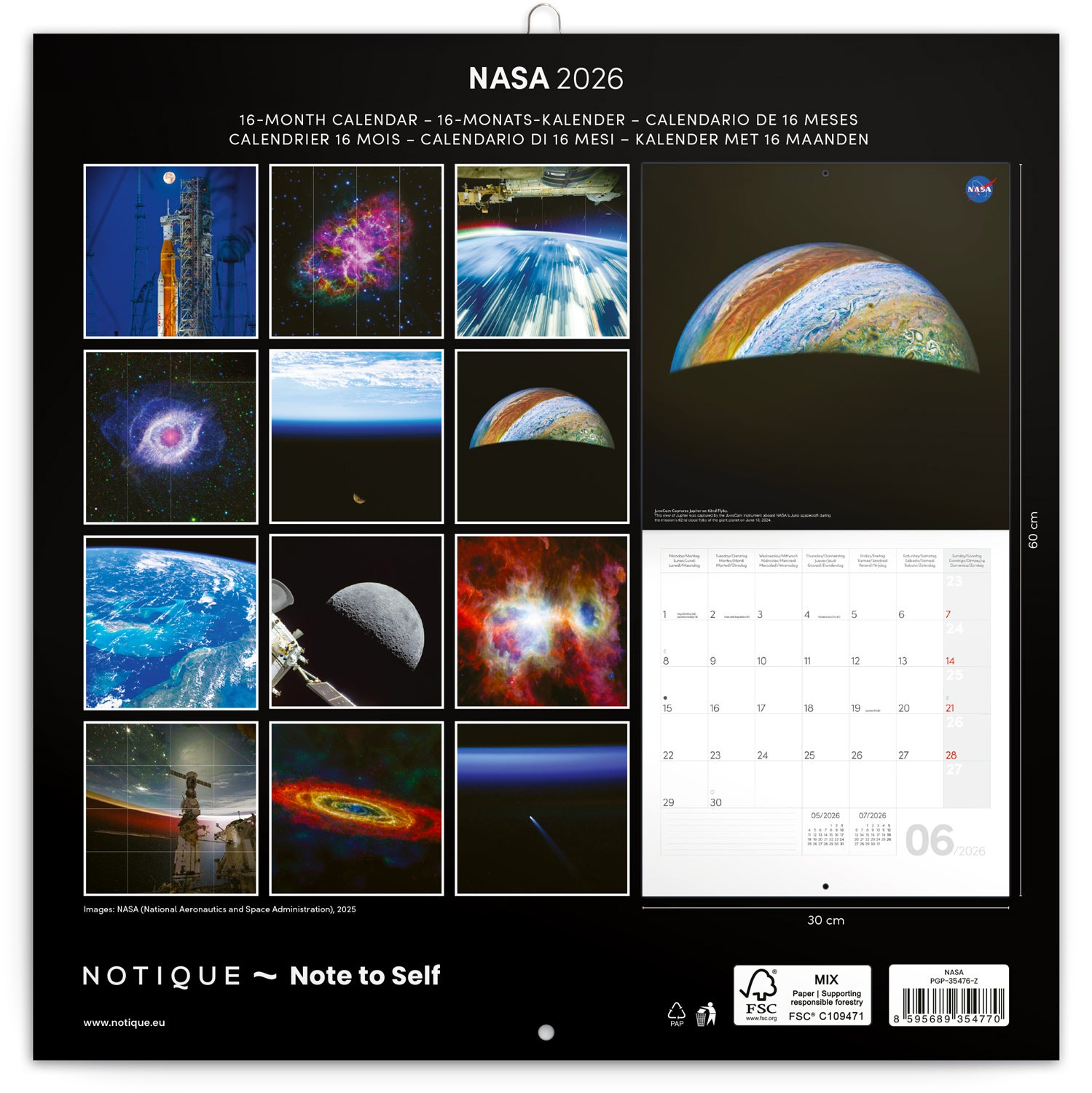 Kalender 2026 30x30 NASA