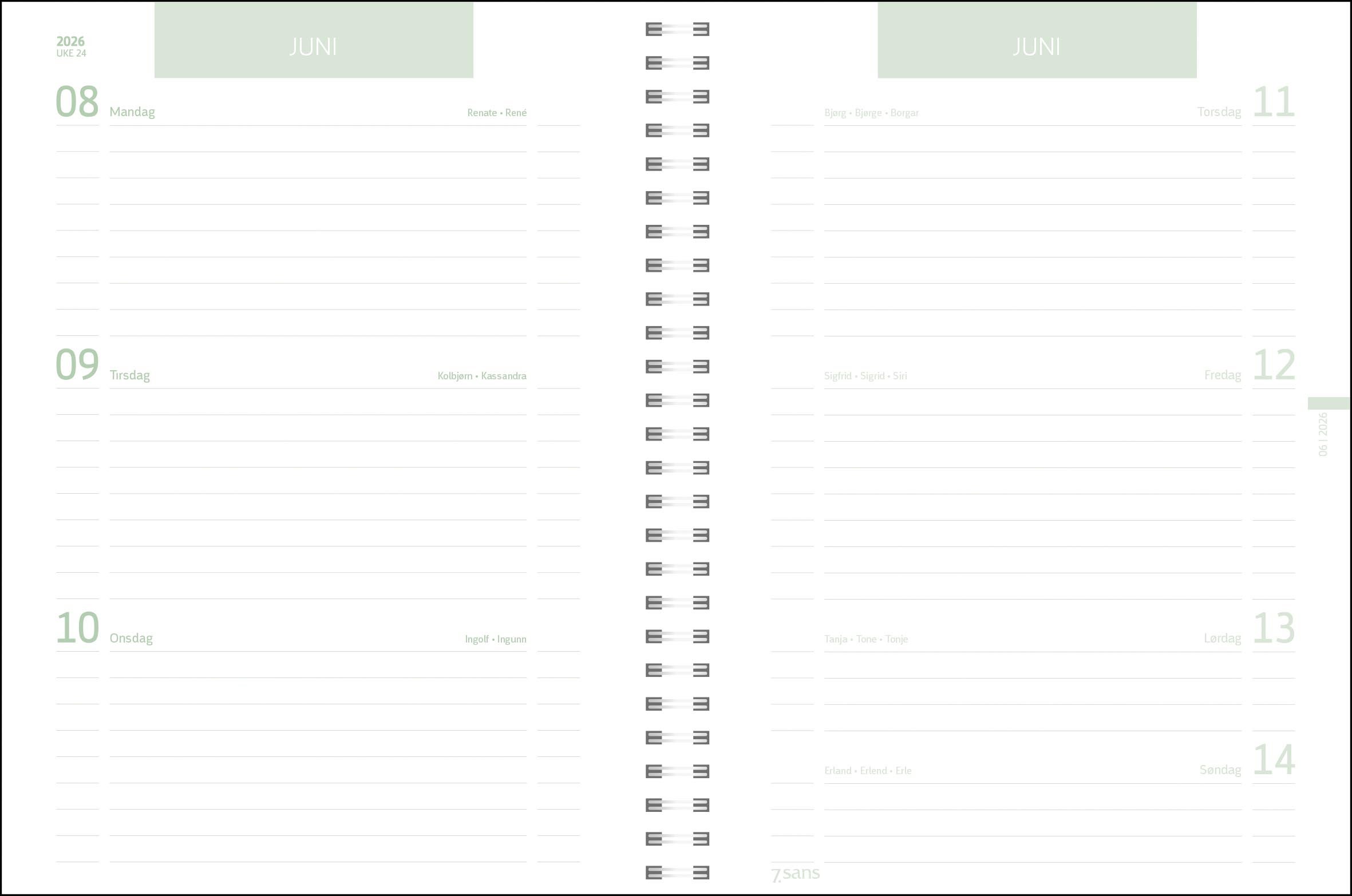 Ukeplan 7.Sans 26/27 Hearts A5