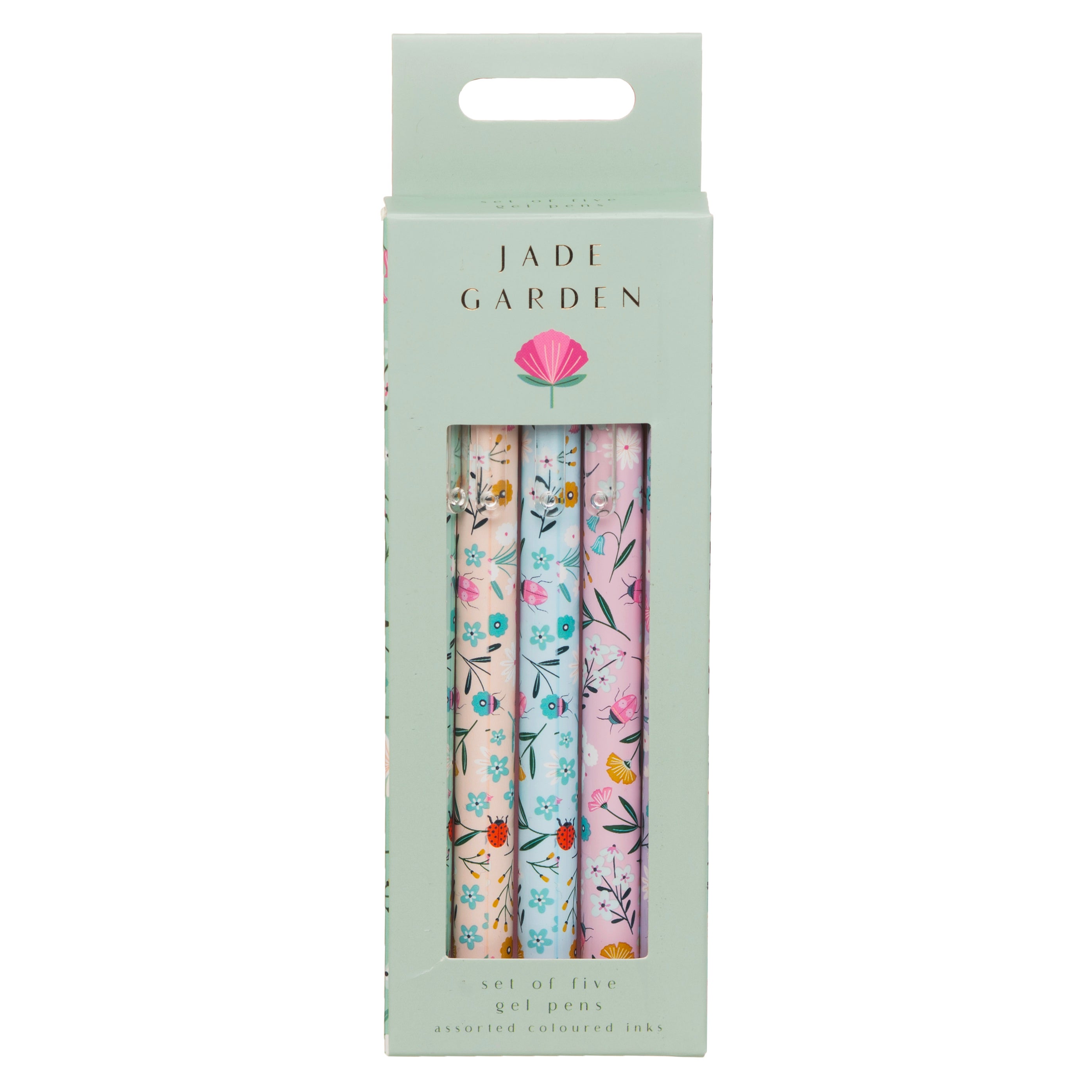 Gelepenner i Eske 5 pk Jade Garden