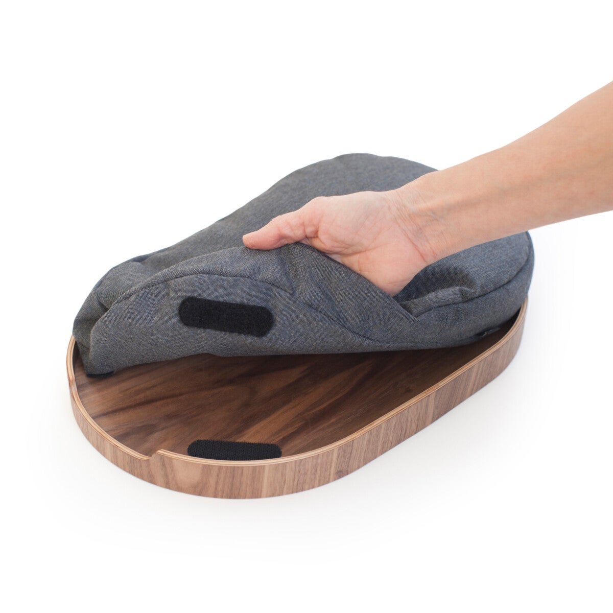 Laptray Curveline Anti-slip Bosign Valnøtt Grå M