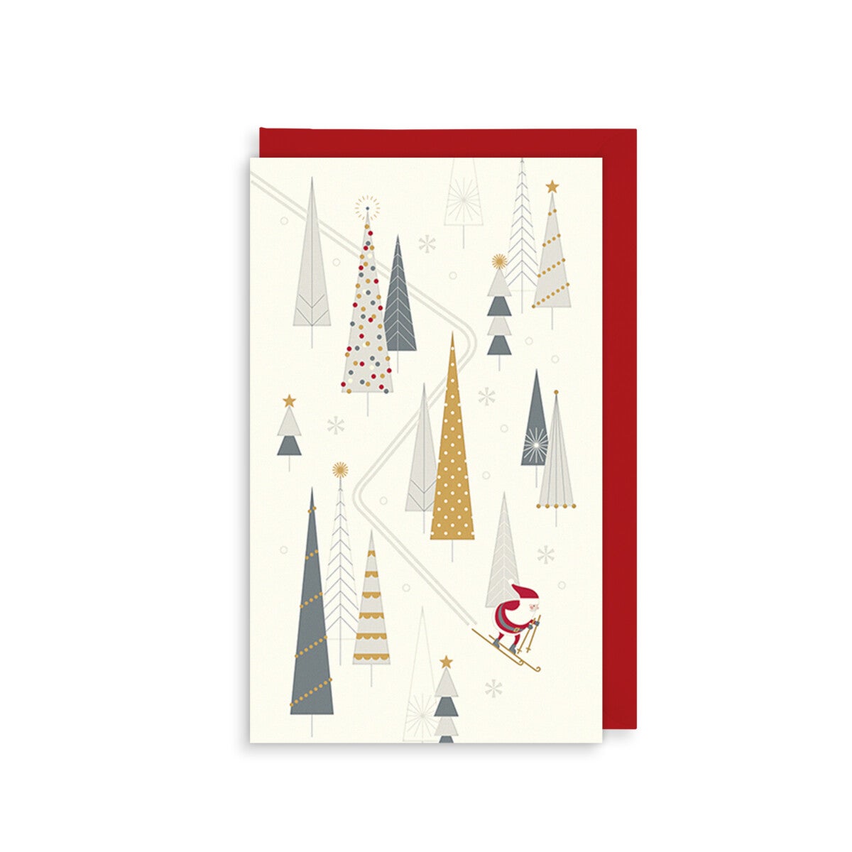 Julekort Crème Santa Skiing