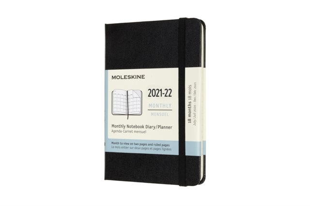 Moleskine 2022 18-Month Monthly Pocket Hardcover Notebook: Black - Black