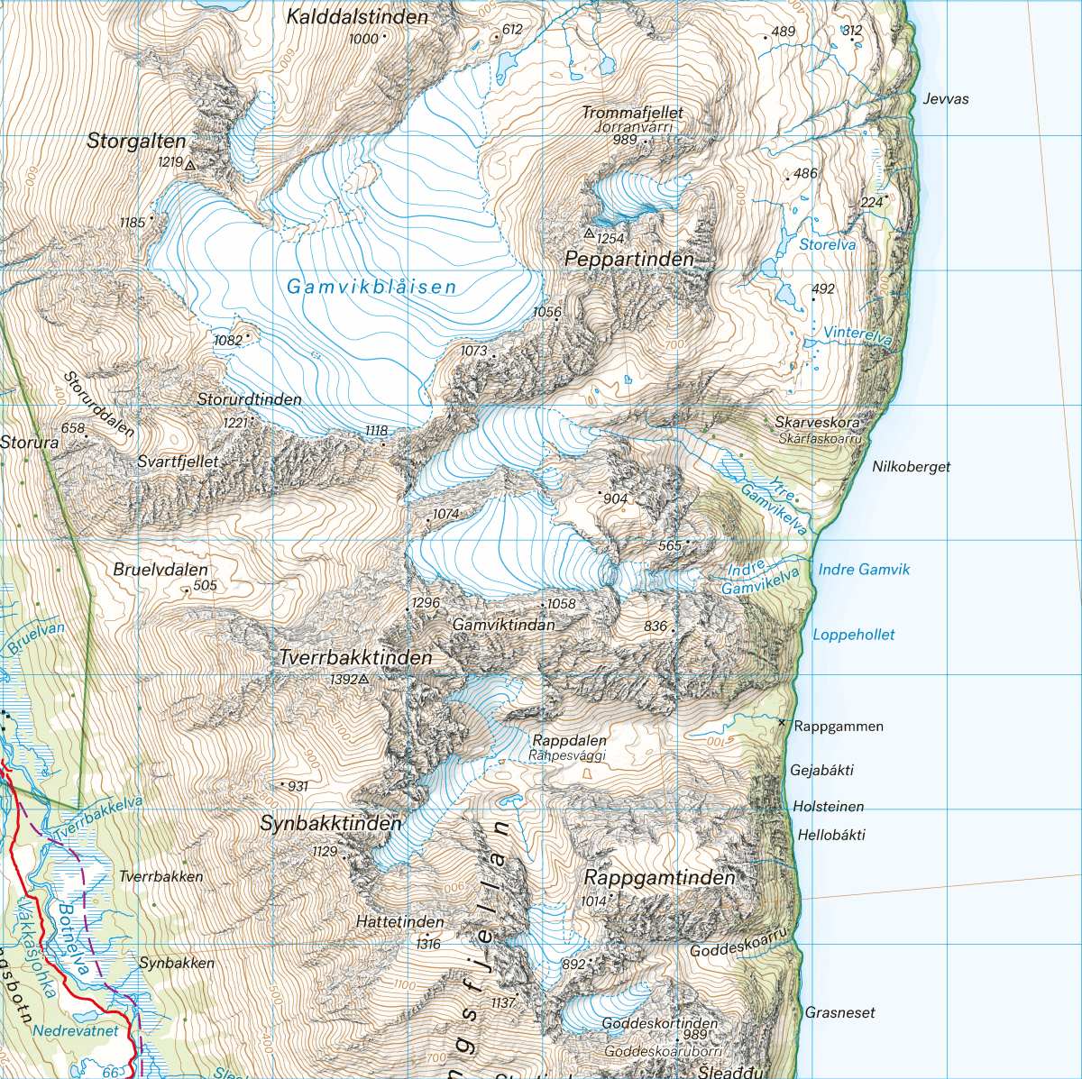Lyngen Hiking Map