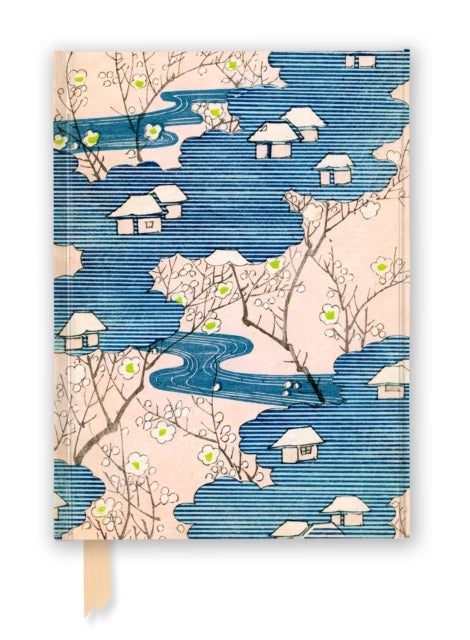 Japanese Woodblock: Cottages with Rivers & Cherry Blossoms (Foiled Journal) - Foiled Journal