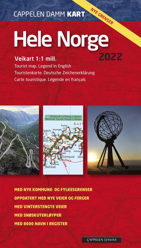 Hele Norge 2022 - veikart = tourist map = Touristenkarte = carte touristique