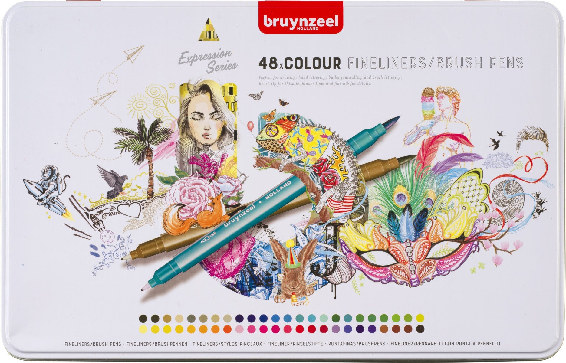 Fineliner Bruynzeel Brushpen Sett 48Stk