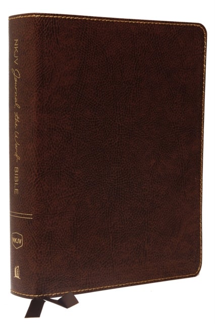 NKJV, Journal the Word Bible, Large Print, Bonded Leather, Brown, Red Letter - Reflect, Journal, or Create Art Next to Your Favorite Verses