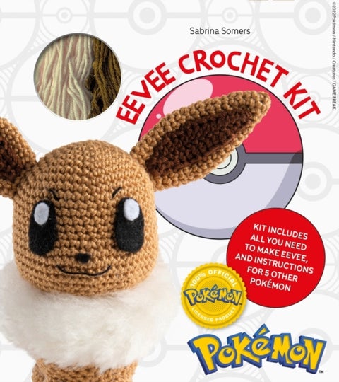 PokeMon Crochet Eevee Kit - Kit Includes Materials to Make Eevee and Instructions for 5 Other PokeMon