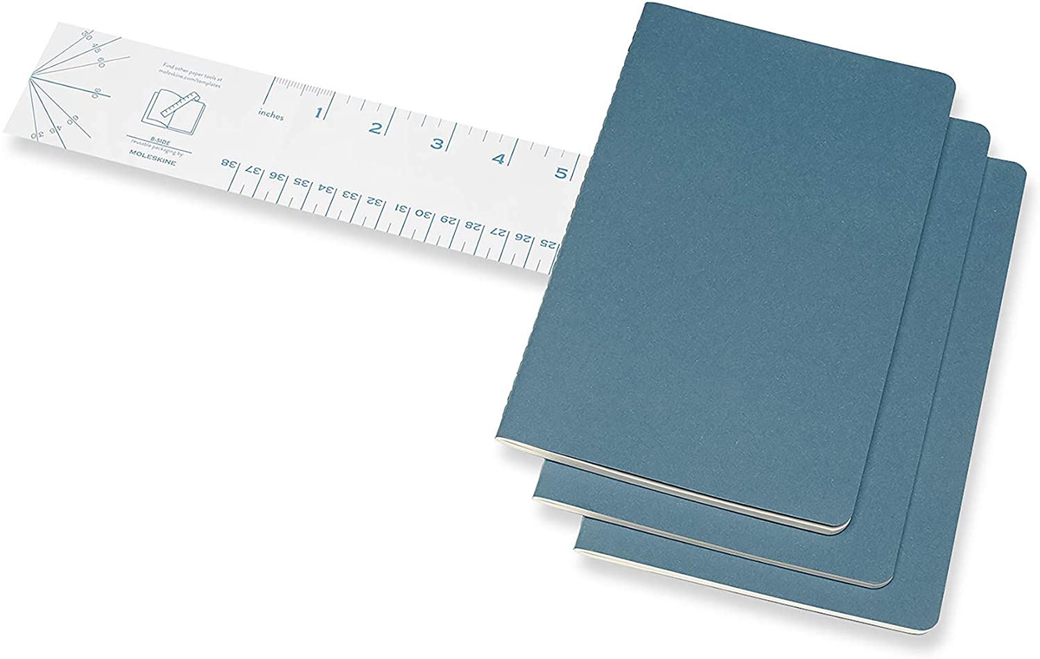 Notatbok Moleskine Cahier 3pk L Blank Brisk Blue
