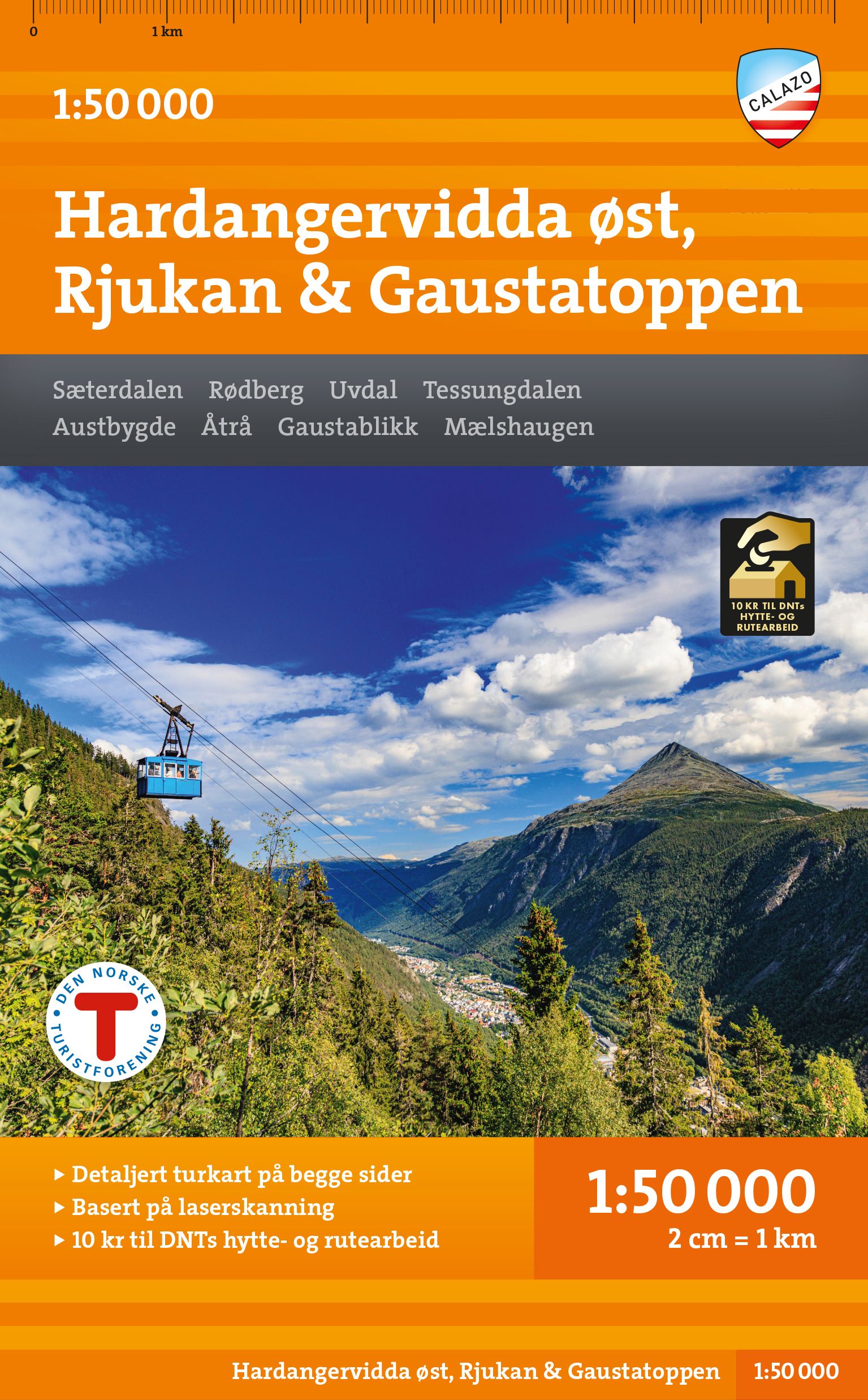 Hardangervidda east, Rjukan and Gaustatoppen Hiking Map