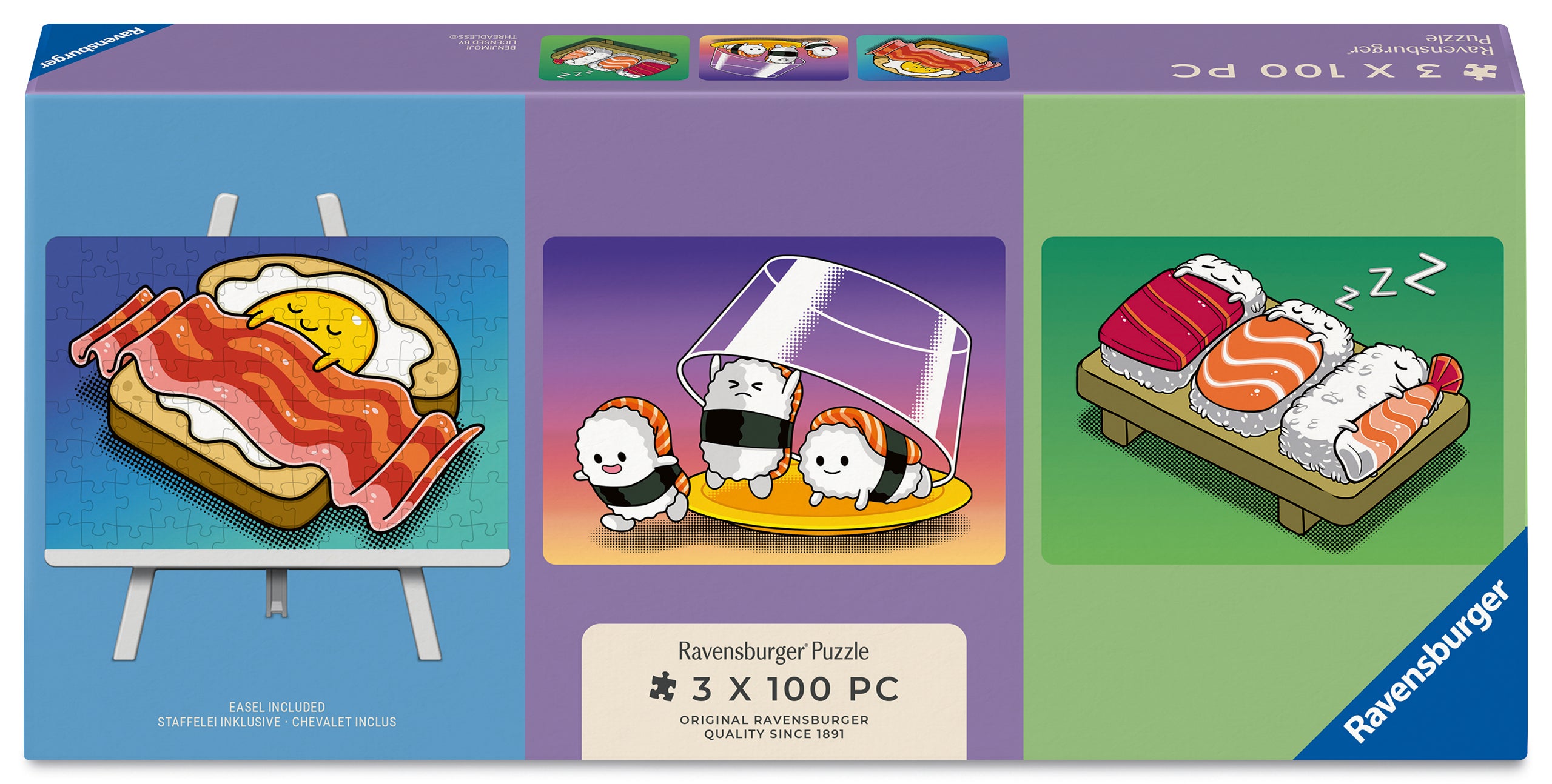 Puslespill 3x100 Kawaii Ravensburger