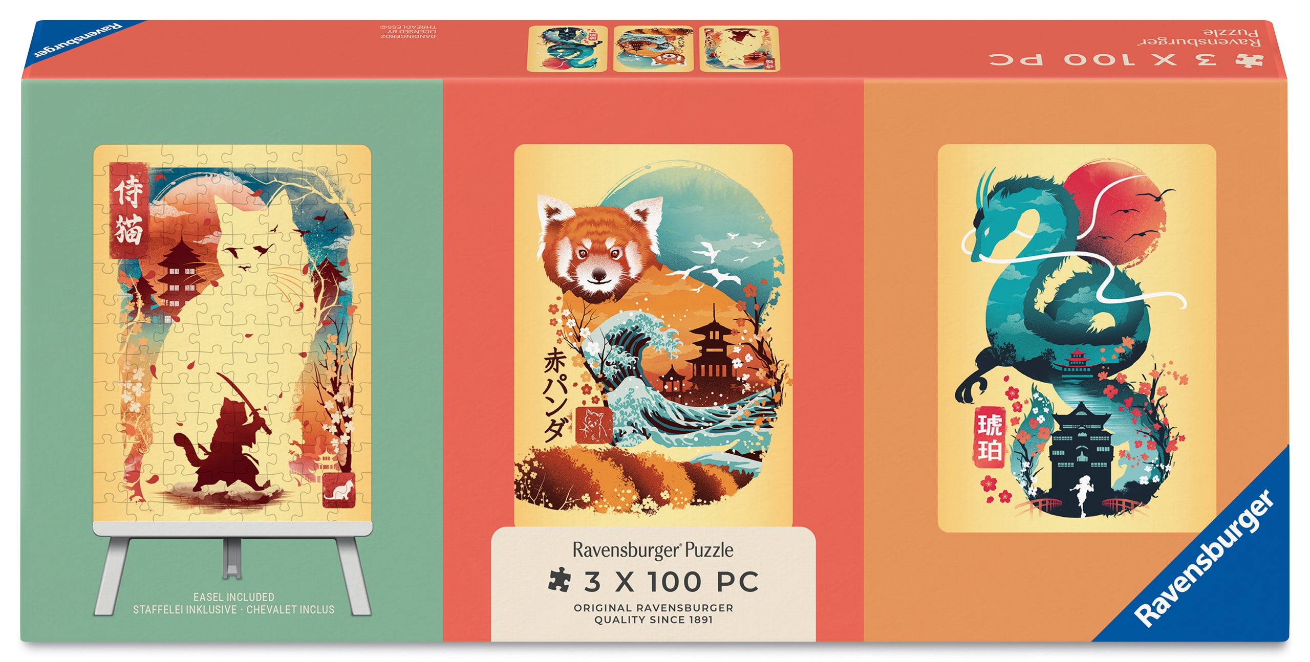 Puslespill 3x100 Ukiyo Ravensburger