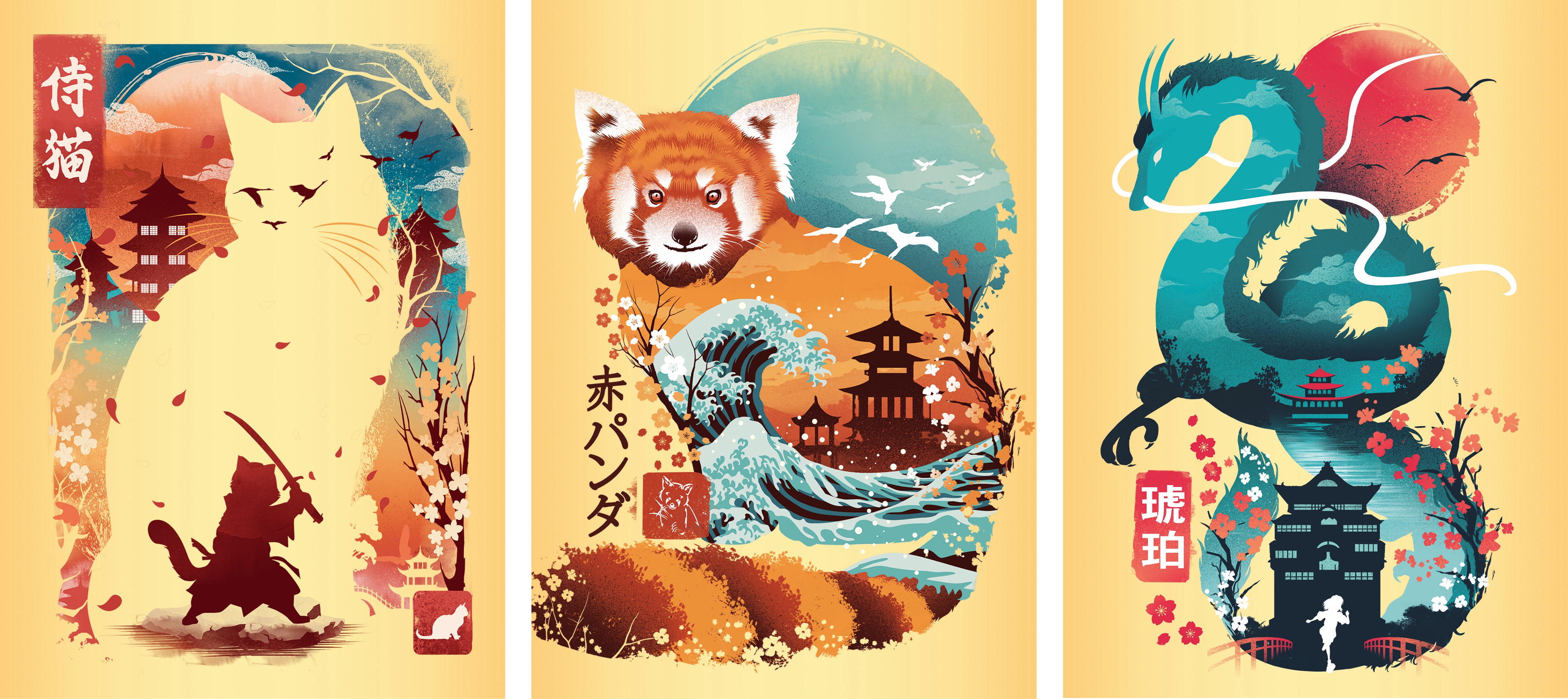 Puslespill 3x100 Ukiyo Ravensburger