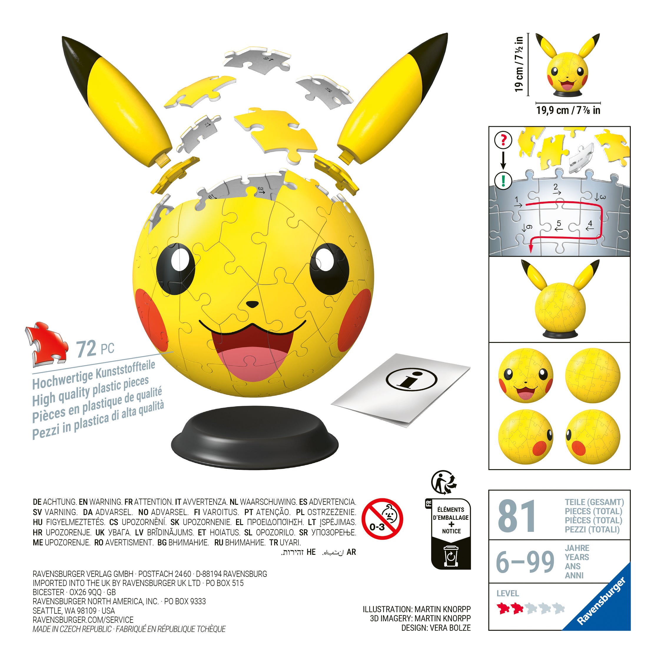 Puslespill 72 Pikachu med Ører Ravensburger