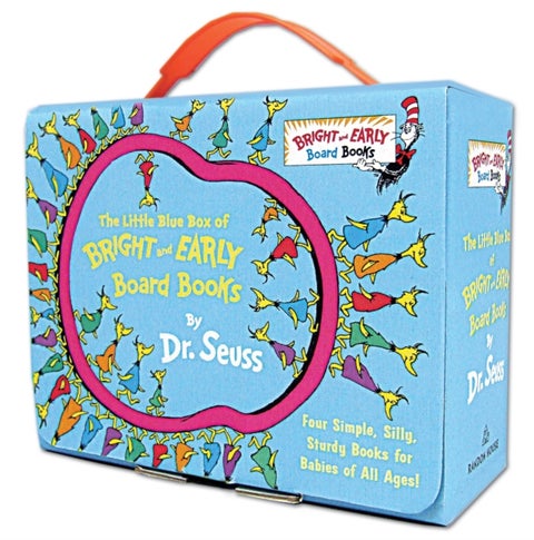 The Little Blue Boxed Set of 4 Bright and Early Board Books - Hop on Pop; Oh, the Thinks You Can Think!; Ten Apples Up On Top!; The Shape of Me and Other Stuff