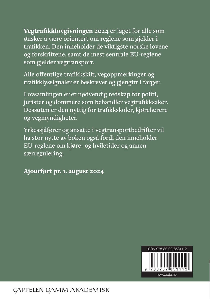 Vegtrafikklovgivningen 2024