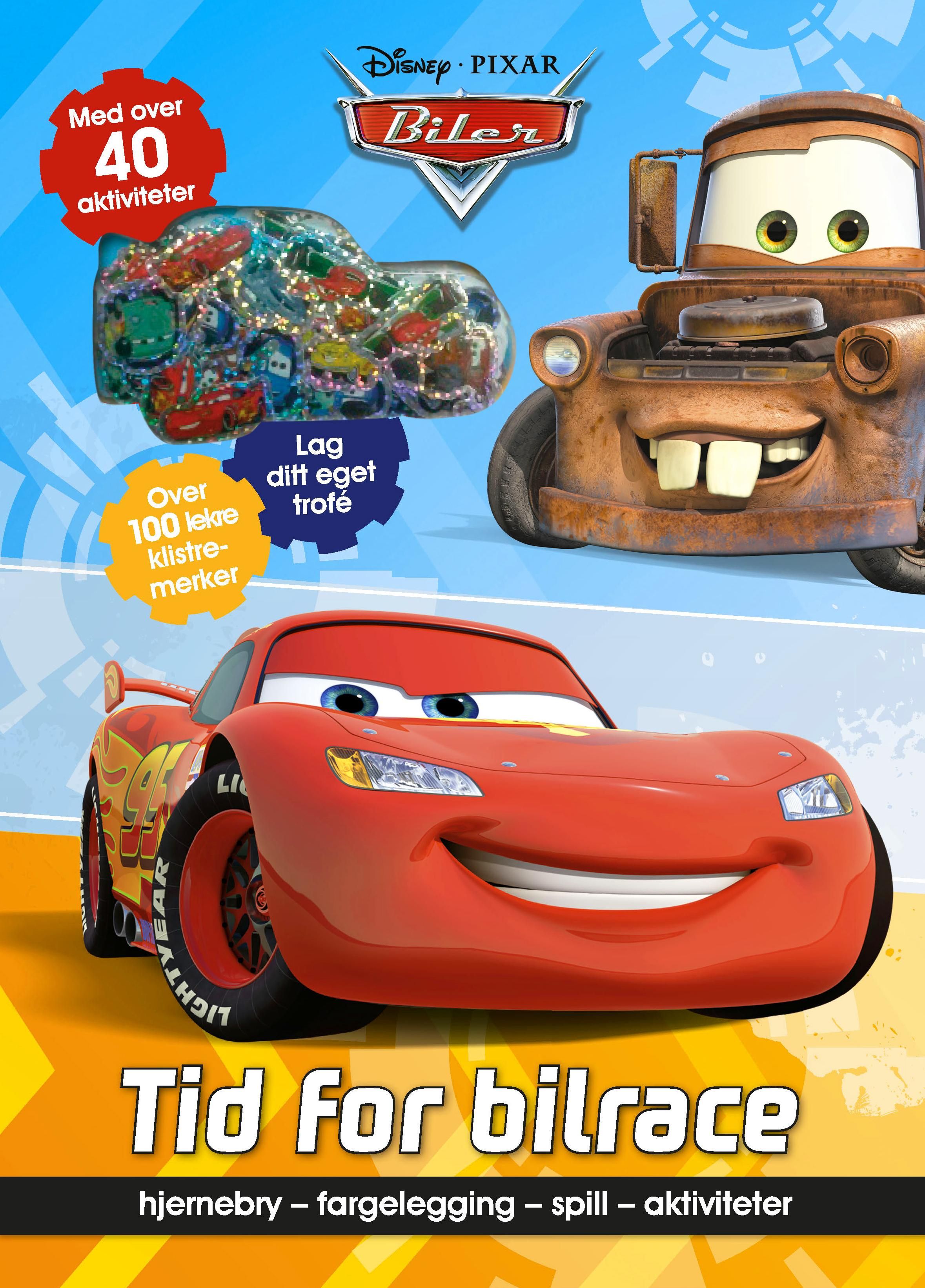 Biler - tid for bilrace : hjernebry, fargelegging, spill, aktiviteter