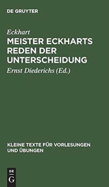 Meister Eckharts Reden Der Unterscheidung