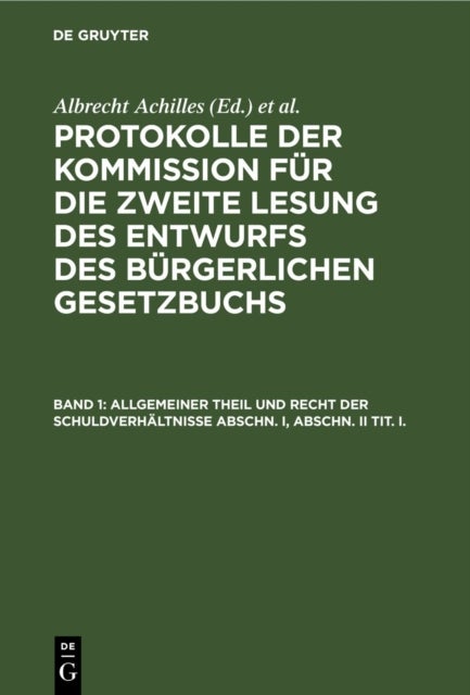 Allgemeiner Theil Und Recht Der Schuldverhaltnisse Abschn. I, Abschn. II Tit. I.