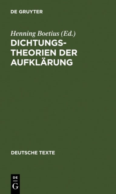 Dichtungstheorien Der Aufklarung