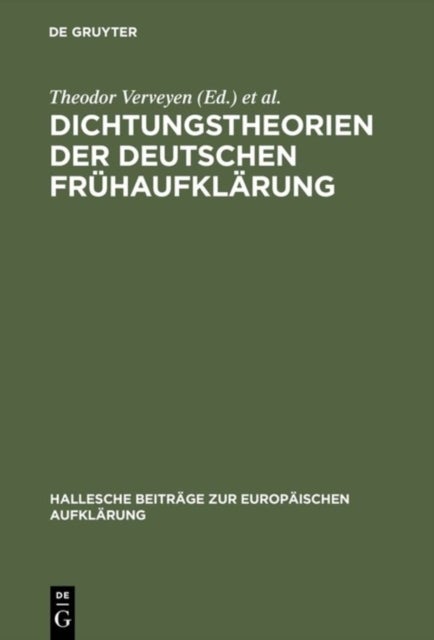 Dichtungstheorien Der Deutschen Fruhaufklarung