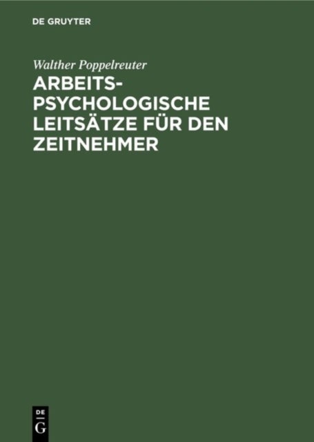 Arbeitspsychologische Leitsatze Fur Den Zeitnehmer