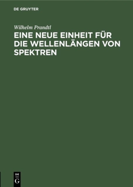 Eine Neue Einheit Fur Die Wellenlangen Von Spektren