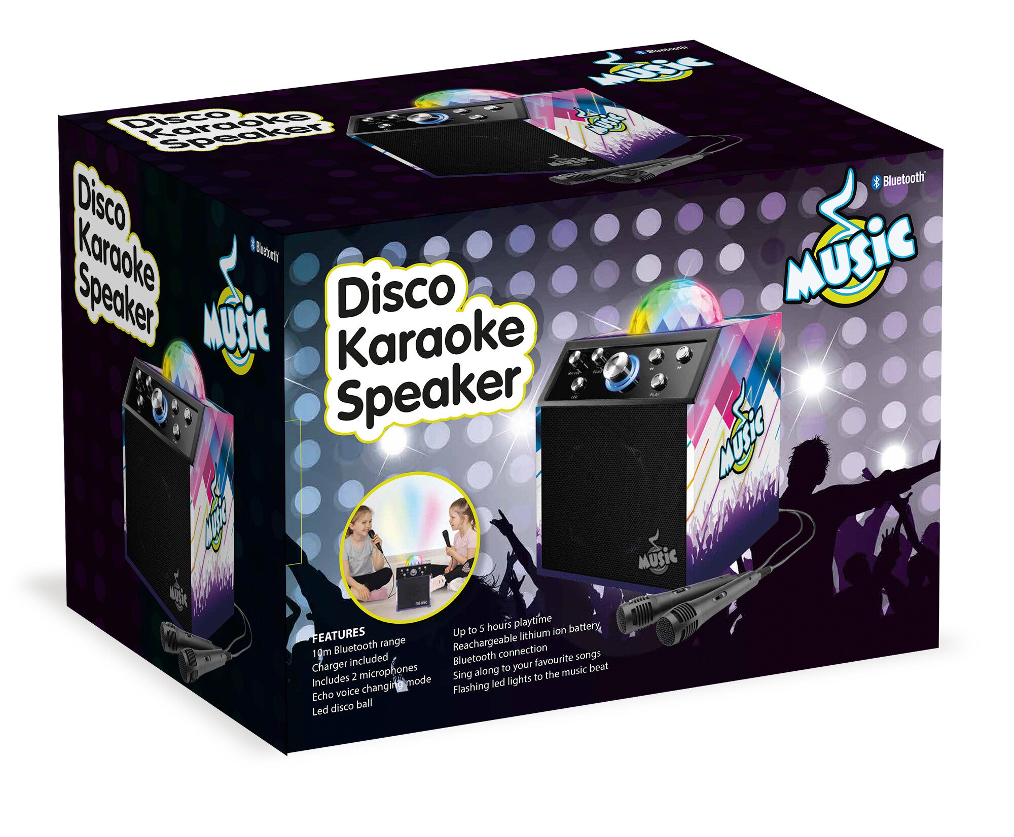 Musikk karaoke disco m/2 mikrofoner