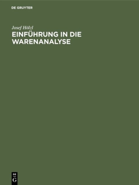 Einfuhrung in Die Warenanalyse