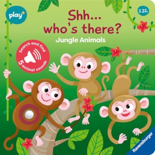 Ravensburger Play+ Infant & Toddler - Shh, Who's there? Jungle Animals My First Seek and Find Sound Book - Search and find