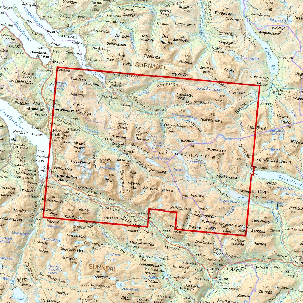 Trollheimen: Sunndal / Innerdalen - Hoyfjellskart